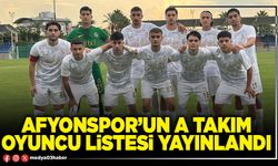 Afyonspor’un A takım oyuncu listesi yayınlandı