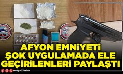 Afyon Emniyeti şok uygulamada ele geçirilenleri paylaştı