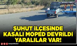 Şuhut ilçesinde kasalı moped devrildi yaralılar var!