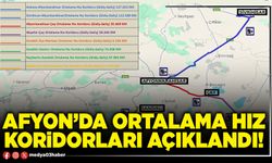 Afyon’da ortalama hız koridorları açıklandı!