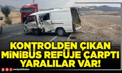 Kontrolden çıkan minibüs refüje çarptı yaralılar var!