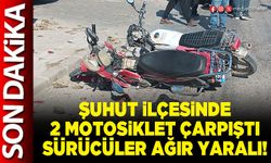 Şuhut ilçesinde 2 motosiklet çarpıştı sürücüler ağır yaralı!