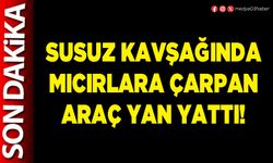 Susuz kavşağında mıcırlara çarpan araç yan yattı!