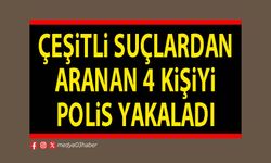 Çeşitli suçlardan aranan 4 kişiyi polis yakaladı