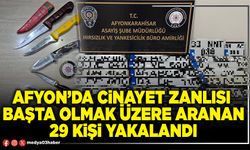 Afyon’da cinayet zanlısı başta olmak üzere aranan 29 kişi yakalandı