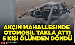 Akçin Mahallesinde otomobil takla attı 5 kişi ölümden döndü