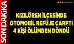 Kızılören ilçesinde otomobil refüje çarptı 4 kişi ölümden döndü