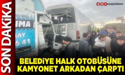 Belediye halk otobüsüne kamyonet arkadan çarptı