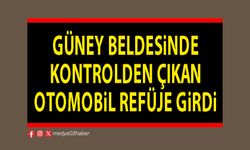 Güney Beldesinde kontrolden çıkan otomobil refüje girdi