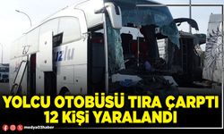 Yolcu otobüsü tıra çarptı 12 kişi yaralandı