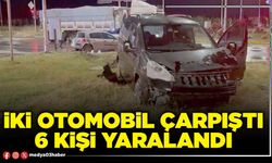 İki otomobil çarpıştı 6 kişi yaralandı