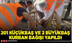 201 küçükbaş ve 2 büyükbaş kurban bağışı yapıldı