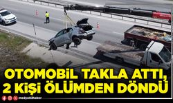 Otomobil takla attı, 2 kişi ölümden döndü