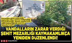 Vandalların zarar verdiği şehit mezarlığı Kaymakamlıkça yeniden düzenlendi!