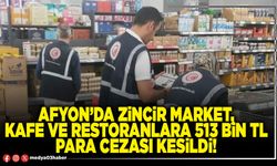 Afyon’da zincir market, kafe ve restoranlara 513 Bin TL para cezası kesildi!