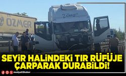 Seyir halindeki tır rüfüje çarparak durabildi!