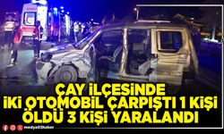 Çay İlçesinde iki otomobil çarpıştı 1 kişi öldü 3 kişi yaralandı