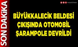Büyükkalecik Beldesi çıkışında otomobil şarampole devrildi
