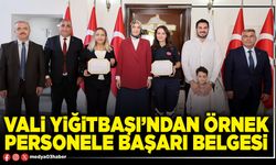 Vali Yiğitbaşı’ndan örnek personele başarı belgesi
