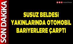 Susuz Beldesi yakınlarında otomobil bariyerlere çarptı