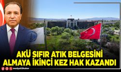 AKÜ sıfır atık belgesini almaya ikinci kez hak kazandı