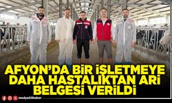 Afyon’da bir işletmeye daha hastalıktan ari belgesi verildi