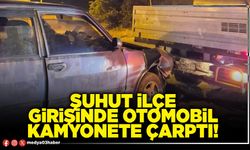 Şuhut ilçe girişinde otomobil kamyonete çarptı!
