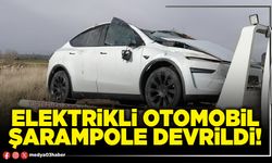 Elektrikli otomobil şarampole devrildi!