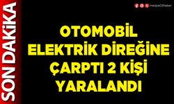 Otomobil elektrik direğine çarptı 2 kişi yaralandı