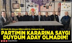 Partimin kararına saygı duydum aday olmadım!