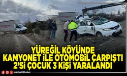 Yüreğil Köyünde kamyonet ile otomobil çarpıştı 2’si çocuk 3 kişi yaralandı