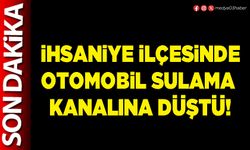 İhsaniye ilçesinde otomobil sulama kanalına düştü!