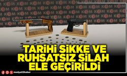 Tarihi sikke ve ruhsatsız silah ele geçirildi