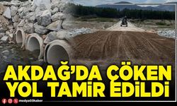 Akdağ’da çöken yol tamir edildi