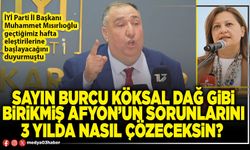 Sayın Burcu Köksal dağ gibi birikmiş Afyon’un sorunlarını 3 yılda nasıl çözeceksin?
