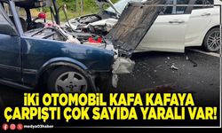 İki otomobil kafa kafaya çarpıştı çok sayıda yaralı var!