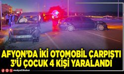 Afyon’da iki otomobil çarpıştı 3’ü çocuk 4 kişi yaralandı