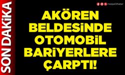 Akören beldesinde otomobil bariyerlere çarptı!