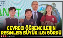Çevreci öğrencilerin resimleri büyük ilgi gördü