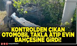 Kontrolden çıkan otomobil takla atıp evin bahçesine girdi!
