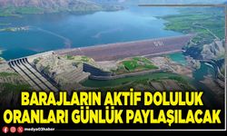Barajların aktif doluluk oranları günlük paylaşılacak