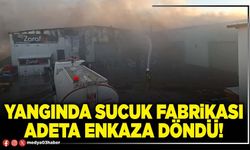 Yangında sucuk fabrikası adeta enkaza döndü!
