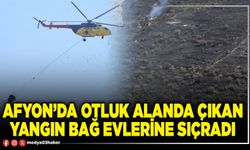 Afyon’da otluk alanda çıkan yangın bağ evlerine sıçradı