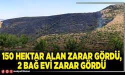 150 hektar alan zarar gördü, 2 bağ evi zarar gördü