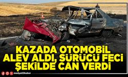 Kazada otomobil alev aldı, sürücü feci şekilde can verdi