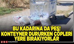Bu kadarına da pes! Konteyner dururken çöpleri yere bırakıyorlar