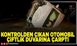 Kontrolden çıkan otomobil çiftlik duvarına çarptı