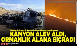 Kamyon alev aldı, ormanlık alana sıçradı
