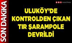 Uluköy’de kontrolden çıkan tır şarampole devrildi