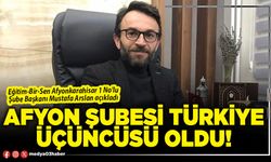 Afyon Şubesi Türkiye üçüncüsü oldu!